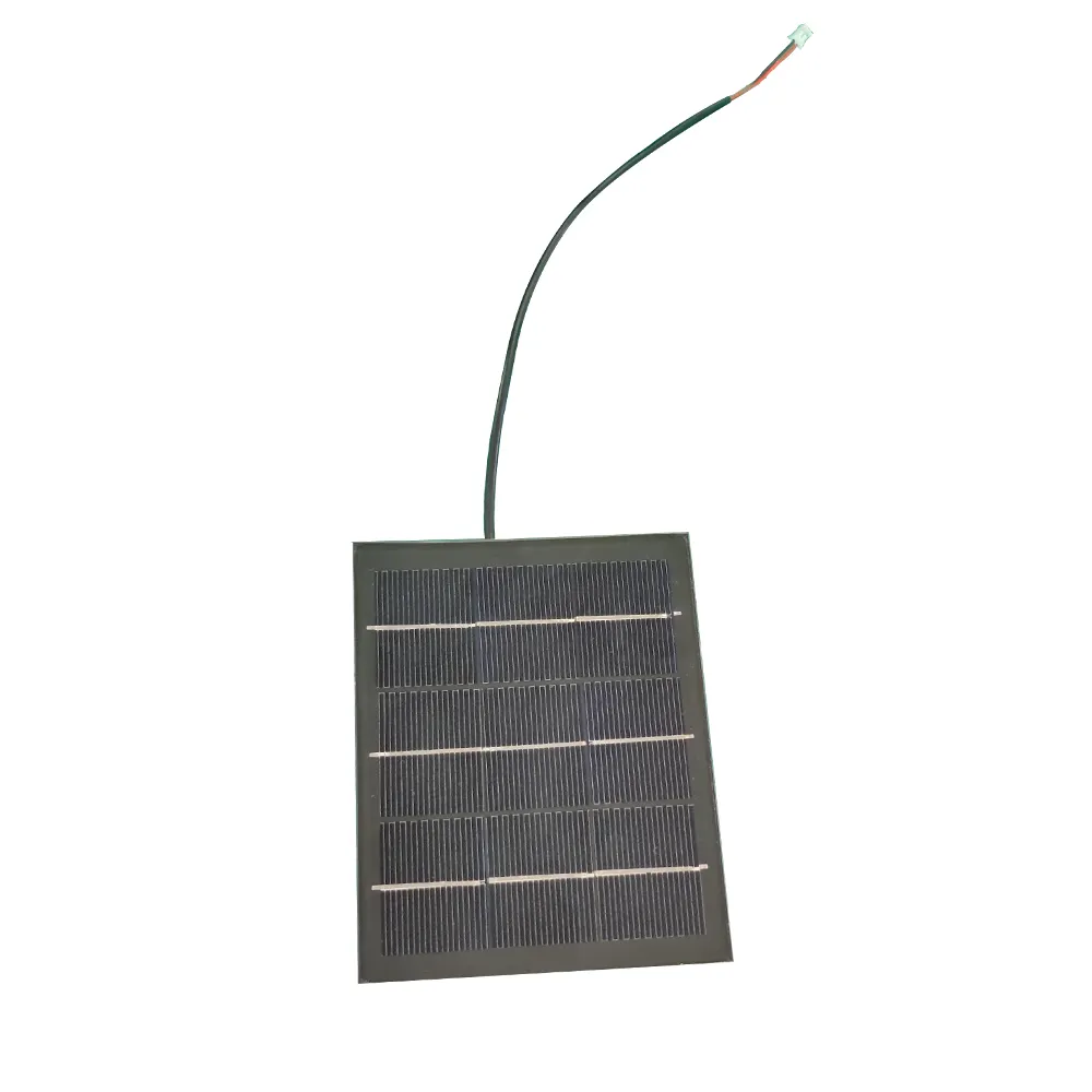 5V 2W أحادية لوحة زجاجية شمسية 110x140x5 مللي متر الأسود Backsheet مع 200 مللي متر AWG24 كابل