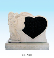 Pierre tombale en granit noir de style américain traditionnel, très demandée, avec sculpture d'ange et garantie de 2 ans