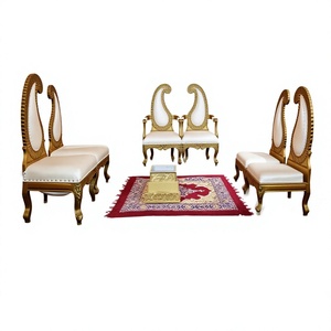Sillas Tradicionales Hindúes para Bodas Indias Vedi Mandap, Sillas Bajas para Bodas Tradicionales Fiji, Asientos Bajos con Tallados Dorados, Tronos para Novios - Product Image 5