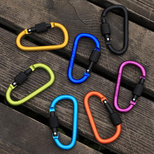 Mosquetón de aluminio con anilla en D de 8 cm con cierre para mochila, llavero, gancho para botella de agua, uso universal - Product Image 4