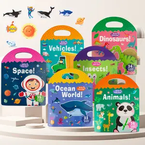 Jelly Sticker Book, Livro de adesivos reutilizáveis para crianças 2-4, Adesivos laváveis para crianças Feliz Natal presente para crianças