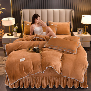 High Quality Plush <strong>Fluffy</strong>, Soft Polyester Micro Super Soft <strong>Double</strong> Side Mink Velvet Crystal Velvet 4 Piece <strong>Bedding</strong> Sets/ - Product Image 4