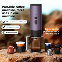 Machine à expresso portable sans fil 15 bars avec fonction auto-chauffante 3-en-1, mini cafetière de voyage pour capsules Nespresso/DG et café moulu