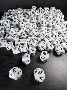 Dadi poliedrici acrilici colorati da 10 facce (0-9) bianchi e neri per giochi da tavolo, dadi numerici per l'insegnamento della matematica - Product Image 1