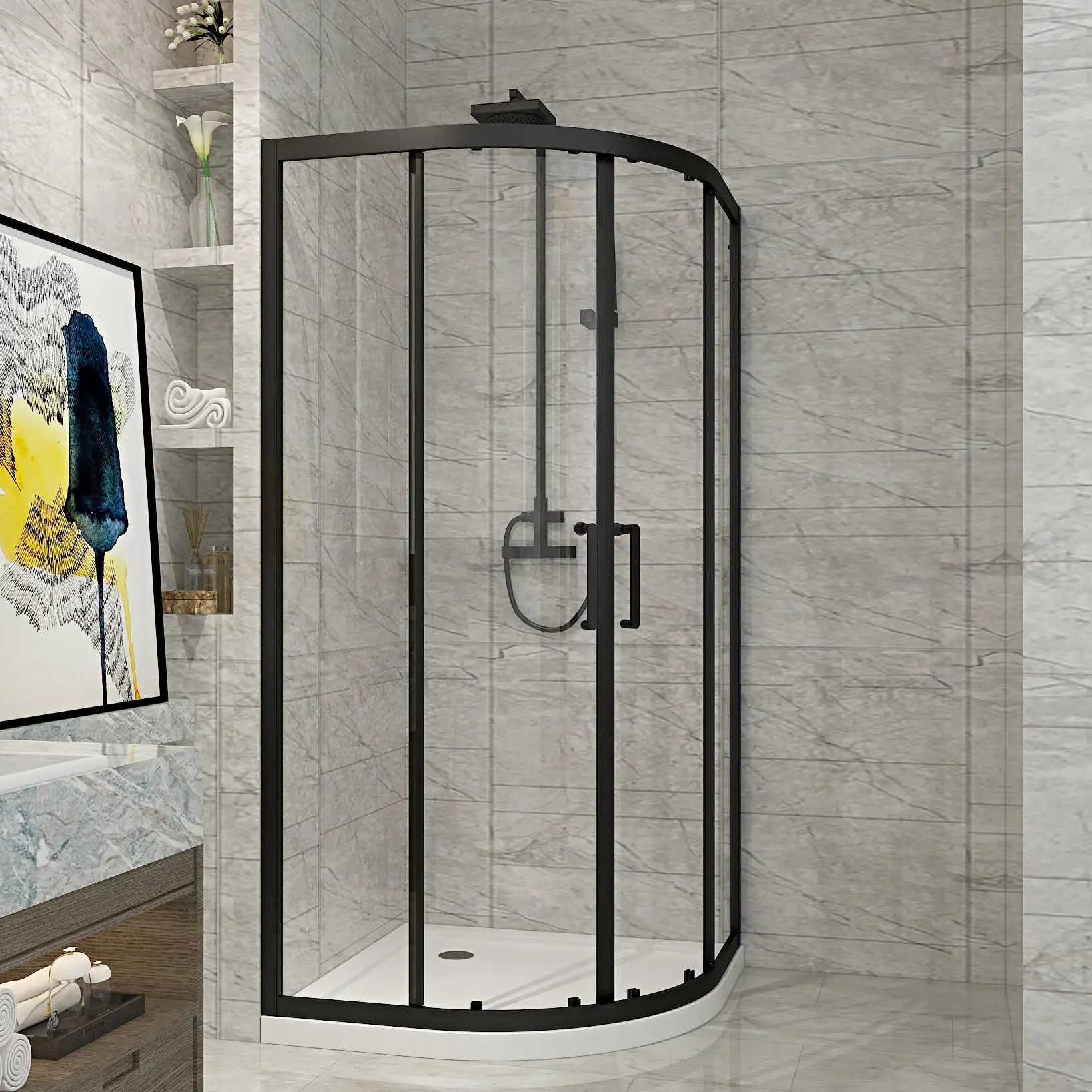 Cabina de ducha deslizante de vidrio para baño, puerta de cubículo, gabinete de cabina de ducha para Baño