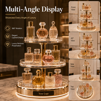 Support rotatif pour parfums avec éclairage LED et base miroir 360° °   Présentoir rotatif personnalisé avec logo pour comptoir de beauté