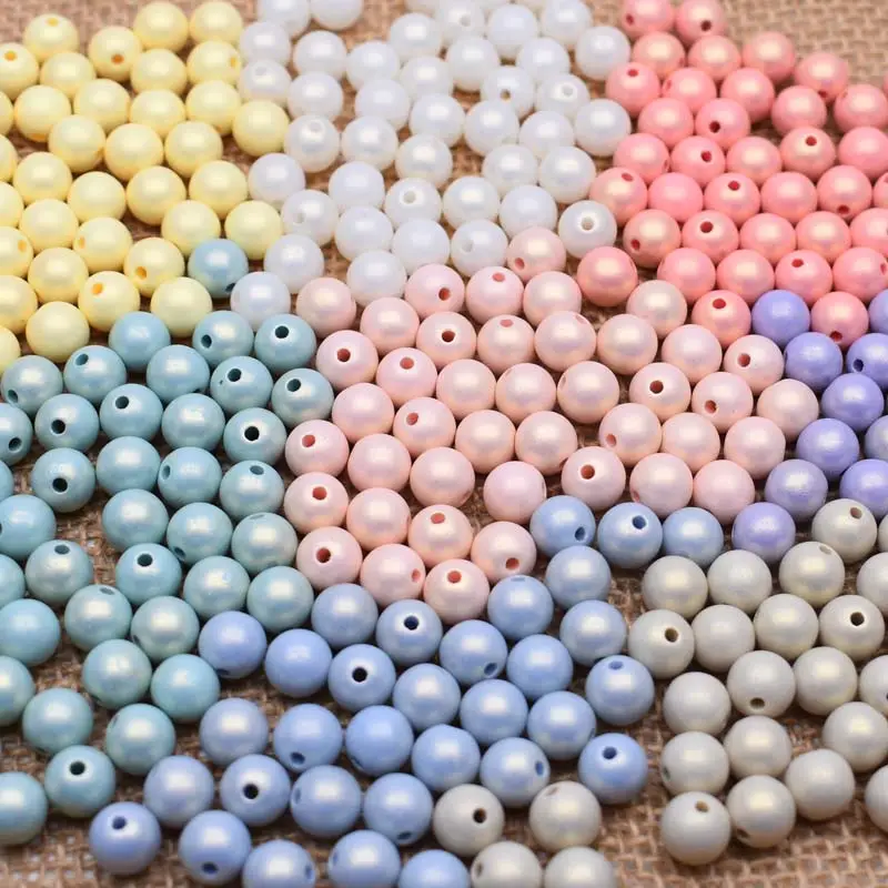 Candy Clouds Acrylic Beads 6mm 8mm Round Shaped Plastic Loose Beads for Jewelry Making Crafts Rainbow Bag