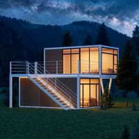 Villa modulaire préfabriquée à deux étages, maison conteneur moderne de 40 pieds, maison préfabriquée portable avec grande terrasse, utilisation hôtelière, forme rectangulaire 1