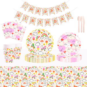 Platos de Papel Personalizados con Diseño de Arcoíris DAMAI, Artículos para Fiestas de Cumpleaños, Decoraciones para Baby Shower y Fiestas de Feliz Cumpleaños - Product Image 2