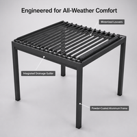 Aluminium-Motorpergola mit Fernbedienung Verstellbares Lamellendach Wasserdicht für Außenbereich Café Restaurant Garten Terrasse