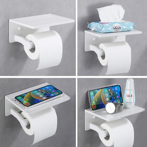 <span class=keywords><strong>Portarotolo</strong></span> Moderno in Alluminio con Adesivo e Mensola Porta Telefono - Product Image 5
