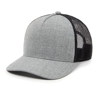 Casquette de baseball OEM personnalisée en maille grise à 5 panneaux avec logo brodé 3D, respirante, légère et unisexe