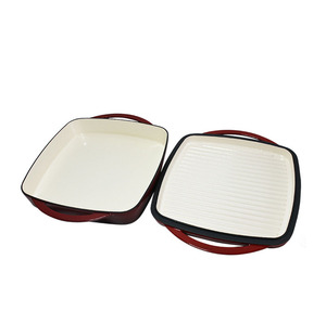 Casserole carrée <span class=keywords><strong>émaillée</strong></span> de 27cm avec couvercle pour plaque de cuisson 2 <span class=keywords><strong>en</strong></span> 1 faitout <span class=keywords><strong>en</strong></span> <span class=keywords><strong>fonte</strong></span> - Product Image 3