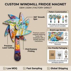 Imán de Refrigerador con Diseño Original de Molino de Viento Giratorio con Revestimiento de Madera, Serie Urbana de Tendencia Nacional, Creativo y Cultural para <span class=keywords><strong>Viajes</strong></span> - Product Image 1