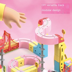 Nouveau Jouet Magique : Circuit Électronique pour Voiture, Ensemble <span class=keywords><strong>de</strong></span> Construction 3D DIY, <span class=keywords><strong>Train</strong></span> sur Piste, Blocs <span class=keywords><strong>de</strong></span> Construction Roses pour Enfants - Product Image 3