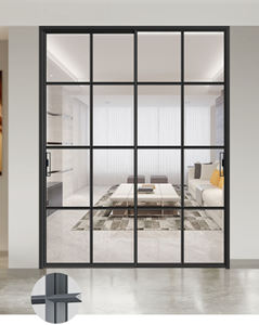 <span class=keywords><strong>ประตู</strong></span><span class=keywords><strong>บาน</strong></span><span class=keywords><strong>เลื่อน</strong></span>กระจกสีดำสไตล์โมเดิร์น พร้อมกรอบบาง <span class=keywords><strong>กระจก</strong></span>ลายร่อง ป้องกันลม ใช้เป็นฉากกั้นภายในสำหรับวิลล่าและลานบ้าน - Product Image 3