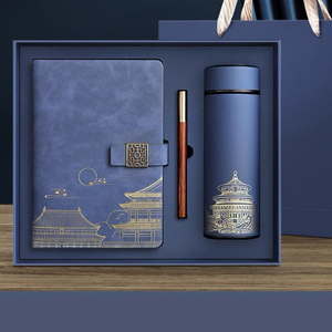 IStapromo Gifts Custom A5 Business Hardcover Durable Notebook Set 100 Sheets CMYK Printed Saddle Stitching Binding Water Cup <b>Pen</b> - Product Image 1