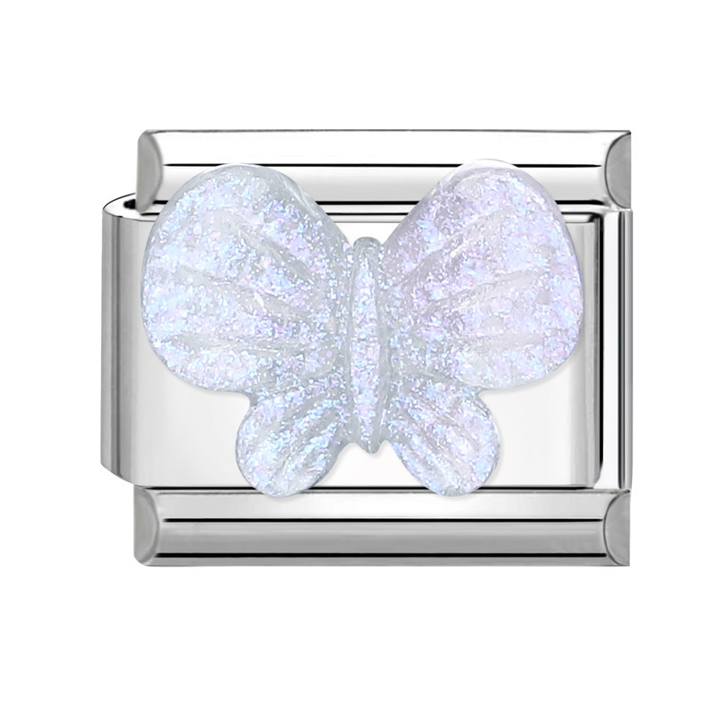 Mariposa blanco plateado