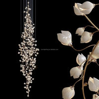 Lustres de fleurs de lys nouvellement conçus pour Villa hôtels salon escalier longue grande suspension d'éclairage LED