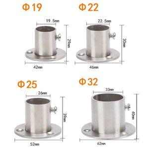 Soporte de extremo de varilla Soporte de armario Sistema de soporte de riel de <span class=keywords><strong>ropa</strong></span> colgante Brida de soporte de tubo de conexión - Product Image 3