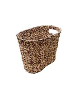 Handmade Seagrass <b>Laundry</b> Basket Sustainable Home Storage Solution Large Capacity Seagrass Trash Bin for Eco-Conscious - Product Image 2