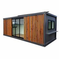 Maison conteneur préfabriquée de luxe en verre noir, structure en acier modulaire détachable, pour habitation moderne, école, centre commercial