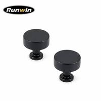 Bouton de meuble cylindrique en alliage de zinc noir mat, fabrication OEM, installation facile, durable, pour commode, chambre, salle de bain, cuisine, bar à domicile