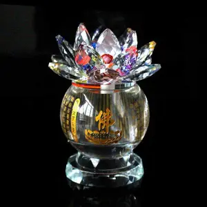 Lampe à huile en cristal lotus vintage, chandelier sutra cœur, fournitures religieux, lampe à huile
