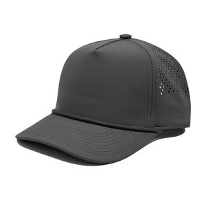 Gorra de béisbol de 5 paneles de poliéster de secado rápido, estilo camionero, con cordón ajustable, malla transpirable perforada y visera de protección solar para exteriores. - Product Image 3