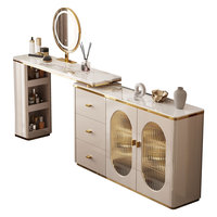 Coiffeuse moderne de haute qualité avec miroir éclairé, armoire de rangement rétractable et flexible de grande capacité, et bureau de maquillage intégré
