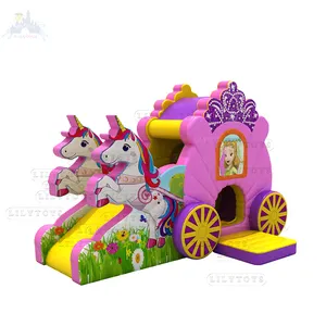 Bouncer Tiup Unicorn Anak Permpuan, Lompat Rumah Slide Giant Istana Fiesta Kombo Bounce
