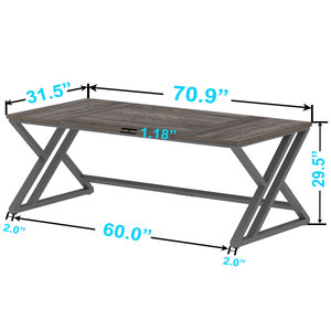 Bureau et table de jeu modulaires contemporains populaires de 1,8 mètre de long en chêne gris foncé pour usage commercial, domestique et en villa - Product Image 1