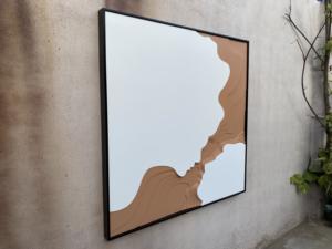 Bloc de bois abstrait 3D Art déco fait à la main cadre vert décoration murale nature morte anniversaire mariage artisanat - Product Image 2