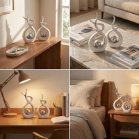 Dropshipping Shopify : Paire de sculptures modernes abstraites en résine effet flamme, décoration de luxe pour salon et meuble TV