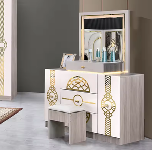 Ensemble de <span class=keywords><strong>Chambre</strong></span> à Coucher Complet 5 Pièces Grand Lit avec Rangement, Structure en Bois Massif, Meuble Moderne de Luxe - Product Image 4