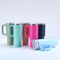 Vasos Reutilizables Personalizados para Bebidas de Verano, Taza Térmica Clásica para Café, Taza de 40 oz con Asa, Vasos con Tapas y Pajitas