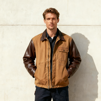 Veste Safari Homme Neohope Personnalisée en Toile de Coton Robuste, Coupe-Vent, Écologique, Style Vintage, Manches en Cuir Confortables