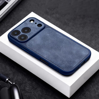 Étui de téléphone portable en cuir PU effet peau de mouton de luxe anti-traces de doigts pour iPhone 18 17 16 15 14 13 Pro Max