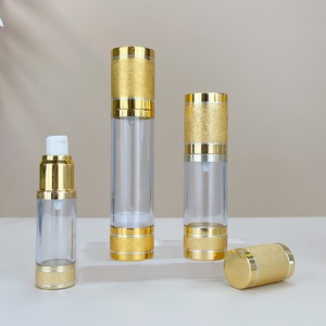 Wholesale Cosmetic Packaging 15ml 30ml 50ml Serum Oil Plastic Airless <b>Pump</b> <b>Bottles</b> With Gold Aluminum Caps for Lotion - Product Image 1