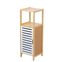 Armoire de salle de bain à 2 niveaux Organisateur de salle de bain en bambou avec porte Étagère de rangement Armoire