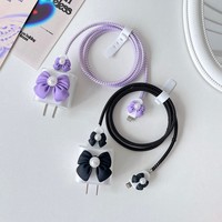 Protection de chargeur antichoc en matériau PC, motif papillon 3D de dessin animé, norme américaine à deux broches, pour câble de charge rapide