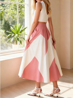 Nouvelle Collection Automne 2025 – Robe Longue en Satin Imprimé Géométrique Style Européen et Américain Chic et Unique, Coupe Trapèze, Lavable, Luxe Léger