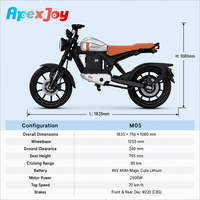 Motocicleta Eléctrica ApexJoy Tromox M05, 2500W, 70km/h, Distancia entre Ejes de 1255mm, Altura del Asiento de 795mm, Autonomía de 80km, Intermitentes LED, Modelo Estándar