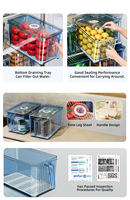 Conteneur de rangement pour réfrigérateur, bac organisateur pour réfrigérateur, conteneur alimentaire en plastique avec protection antibactérienne aux ions d'argent