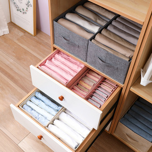 Clothing Organizer Fabric <b>Drawer</b> <b>Storage</b> <b>Box</b> Rectangle Solid Color Underwear <b>Storage</b> With Lid For Wardrobe Closet - Product Image 4