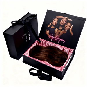 Scatole Rigide <span class=keywords><strong>Nere</strong></span> di Alta Qualità con Logo Personalizzato <span class=keywords><strong>e</strong></span> Chiusura Magnetica per Confezioni Regalo di Parrucche <span class=keywords><strong>e</strong></span> Extension - Product Image 6
