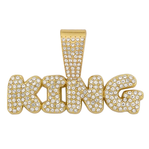 Hot Selling OEM Iced Out Diamond Crystal <b>Necklace</b> Hip Hop Punk Women Jewelry Letter Rhinestone King Letter Pendant <b>Necklace</b> - Product Image 2