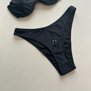 TW تصميم جديد بكيني نسائي مثير بكيني بخصر مرتفع منقسم طقم نسائي من قطعتين ملابس سباحة نسائية بلون واحد - Product Image 6