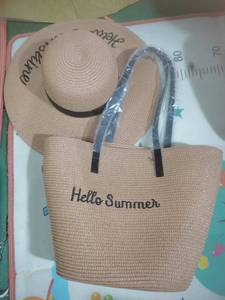 Set Cappello e Borsa da Spiaggia da Donna Ricamata in Paglia, Stile Estivo 2026, Grande Borsa a Mano Artigianale, Ideale per Vacanze - Vendita all'Ingrosso - Product Image 2