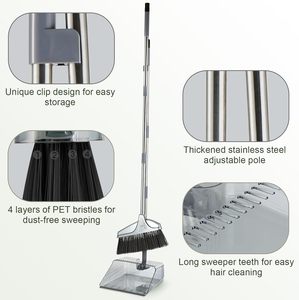 Wholesale Stainless Steel <b>Broom</b> Set for Household Cleaning Floor Cleaning <b>Broom</b> and <b>Dustpan</b> Combination - Product Image 2